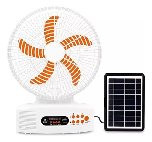 Ventilador Portátil Solar Radio Lámpara Led Convertidor 9v