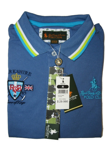 Polera Polo Club Azul Con Lineas Talla M / Rabstore