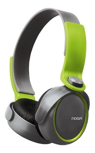 Imagen 2 de 6 de Auriculares Noga Ng-904 Verde Y Gris Vincha Mic Remoto Volum
