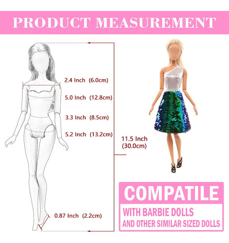 Y 8 Peças De Vestidos De Boneca, 11,5 Brinquedos Para
