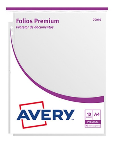 Folio Borde Blanco A4 Premium X10 1º Calidad 70 Mic Avery