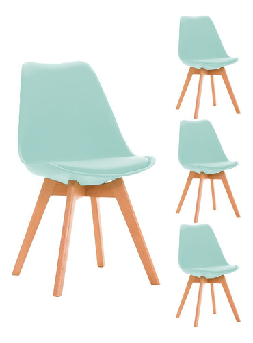 Pack 4 Silla Eames Acolchada Dsw Blanca / Comedor Escritorio