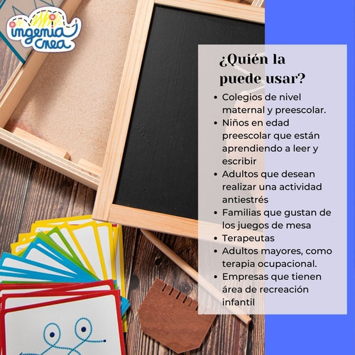 Bandeja Didáctica Montessori Ingeniacrea+cartas+pizarr Doble