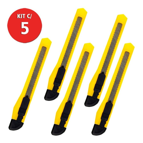 Kit 5 Estilete De Plástico Estreito Ergonômico 9mm Beltools