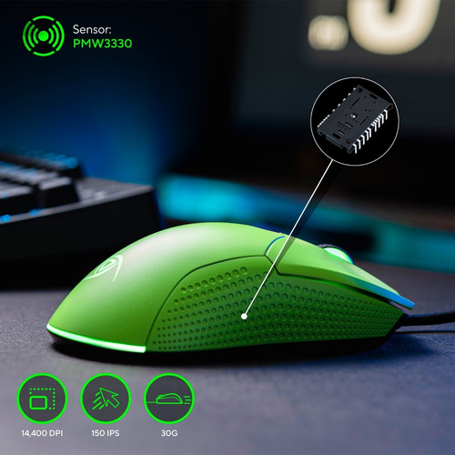 Imagen 6 de 8 de Mouse gamer de juego VSG Aurora verde boreal