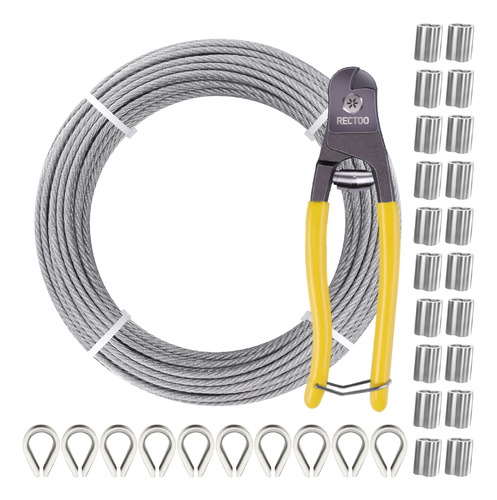 Rectoo Cable De Acero Inoxidable De 200 Pies De 1/8 Pulgadas