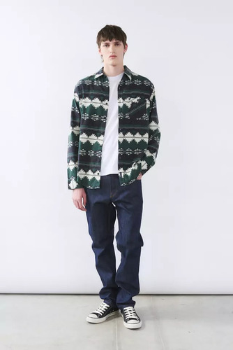 Camisa Arizona Viyela Estampada Bensimon Verde Oscuro M