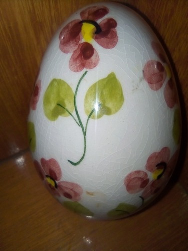 Antiguo Huevo De Porcelana Portugal Con Gran Diseño