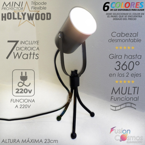 Mini Reflector Cine Led 7w Lampara C/ Tripode Flexible 360°