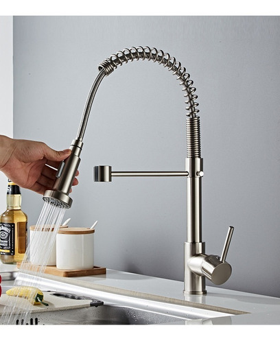 Imagen 4 de 5 de Grifo Llave Lavaplatos Monomando Cocina Extensible Flexible