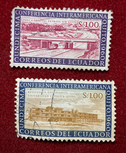 Lote X2 Estampillas Correos Del Ecuador