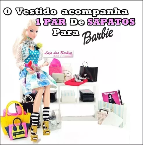 Roupa Para Boneca Barbie Retrô Evangélica Saia Blusa Sapatos