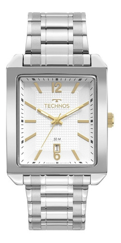 Relógio Technos Masculino 2115mxo/1k Quadrado Prata Grande