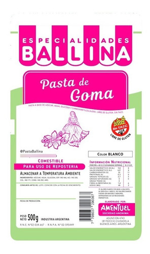 Pasta De Goma Ballina X 500 Grs