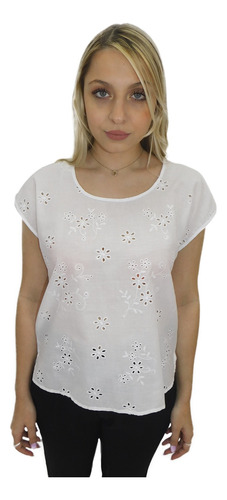 Blusa Broderie Lore Manga Gota Tendencia Mujer Dama Verano