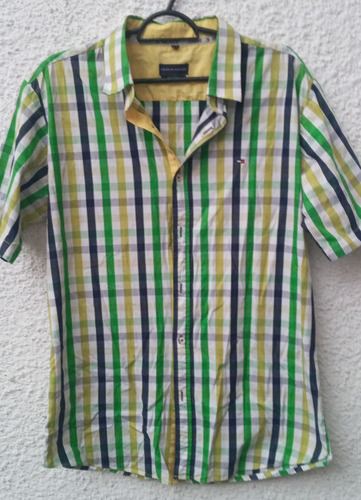 Camisa Caballero Tommy Verde A Cuadros Slim Fit.