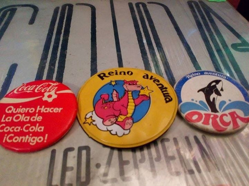 Lote De Botones Pin Prendedor Reino Aventura Y Coca Cola 80s