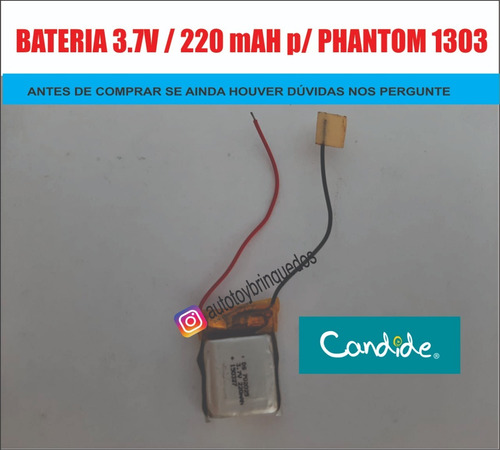 Imagem 1 de 2 de Phantom 1303 - H-18 - Bateria 3.7v 220mah
