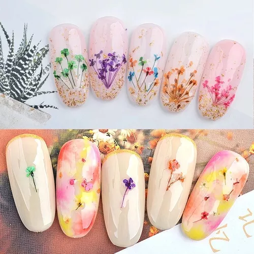 Naturaleza Muerta Nail Art Flores Hojas Para Uñas brillar Electrónica