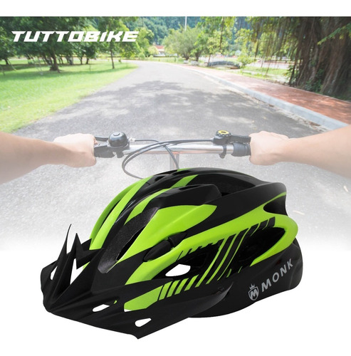 Casco Bicicleta Ruta Y Montaña Luz Led Y Visor Ciclismo Monk