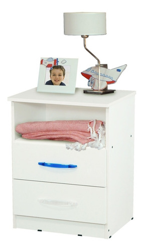 Mesa Luz Con 2 Cajones Mosconi Blanca 55958 - Luico Hogar