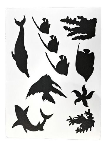 Plantilla Flexible Stencil Diseño Animales Marinos