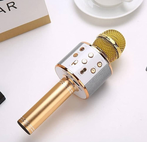 Microfono Karaoke + Parlante Bluetooth Usb Rosado Niños ® Color Dorado