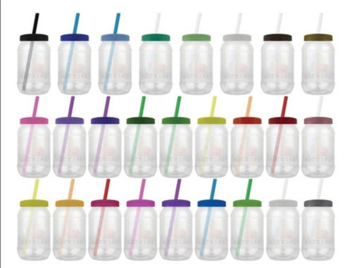 Imagen 1 de 9 de Mason Jar,bules,dulceros 500ml Popote 100pza Lisas