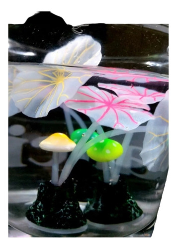 Adorno De Silicona, Coral Hongo 10cm Fluorescente Pack X 3un