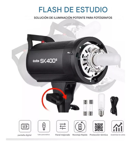 Flash De Estudio Godox Sk400ii Con Luz De 150w Modelado Led