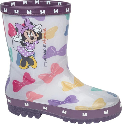 Bota De Lluvia Luces Minnie Mouse Botin Niñas Disney 1222447