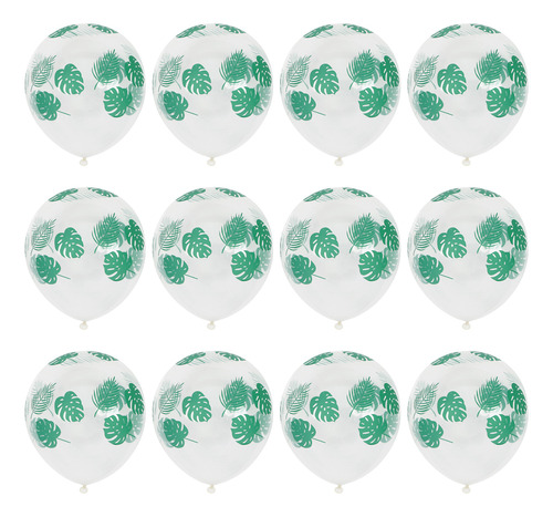 100 Globos De Látex Verde Con Estampado De Monstera, Estilo