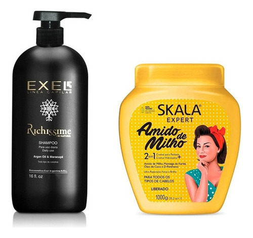 Shampoo Exel Maracuya Y Argan + Baño Skala Hidratacion