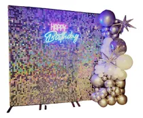 Comprar Ambientación Shimmer Wall Cartel Globos Neon Happy Birthday
