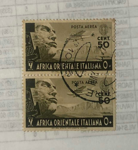 Estampilla Postal Segunda Guerra Mundial Mussolini Alemania