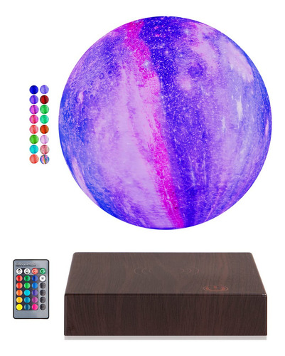 Lámpara De Luna Flotante Uvehas 16 Colores Control Remoto