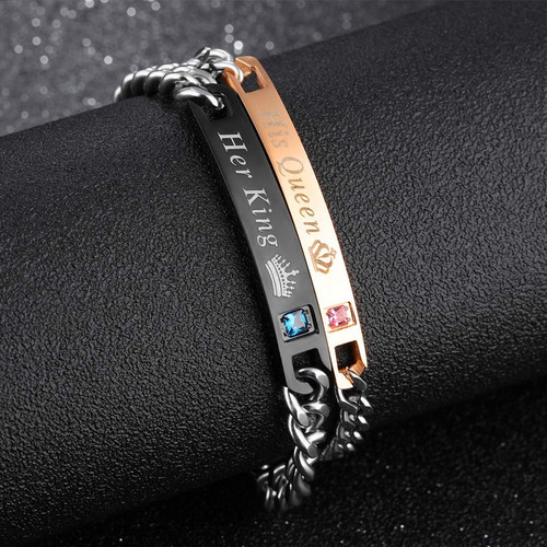 Imagen 5 de 7 de 2 Pulseras Pareja King Queen Rey Reina Regalo Novios Amor