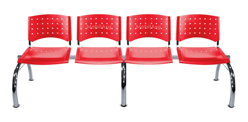 Imagen 3 de 8 de Silla Tandem X4 Cuerpos Base Cromada Plastico Reforzado