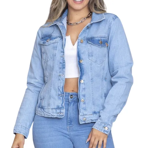Jaqueta Feminina Jeans Botões Jaquetinha Inverno Denim