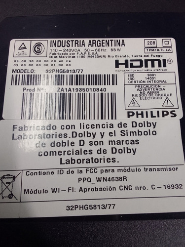 Wifi Tv Philips 32phg5813. Wn4638r 32phg5813/77 Con Cable. (Usado)