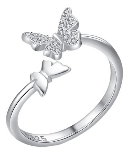 Calidad Anillo Mariposa Plata For Mujer