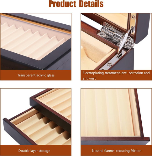 Caja De Exposición De La La Pluma De Madera De La Caja Organ