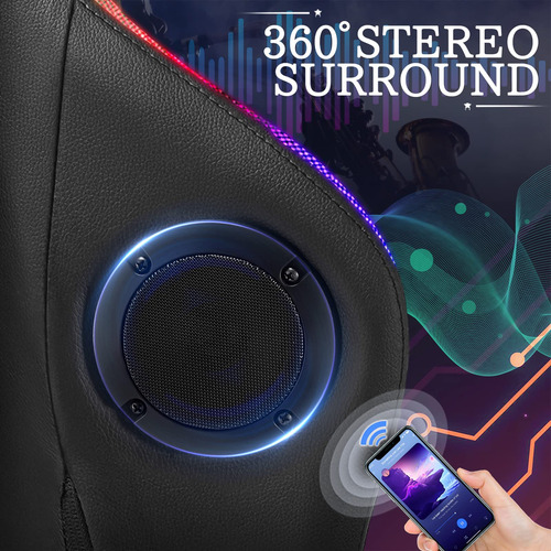 Silla De Juegos Con Altavoces Bluetooth Y Luces Led Rgb Azul/negro Material Del Tapizado