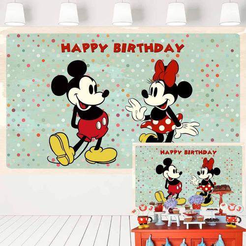Telón De Fondo Vintage Rojo De Mickey Y Minnie, Fondo Retro