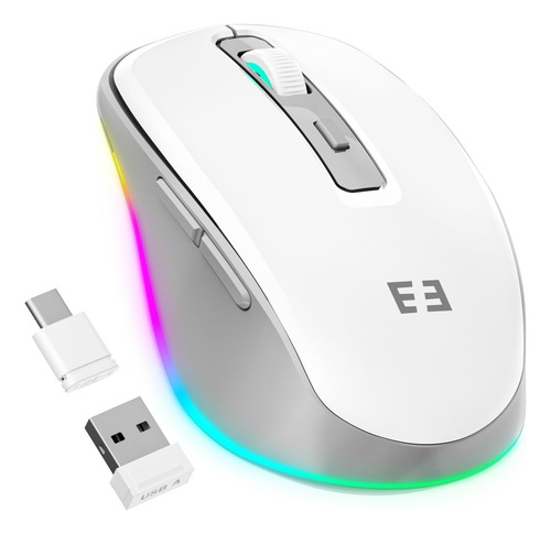 Mouse Inalambrico, Usb-c, Jiggler, Rgb, Blanco