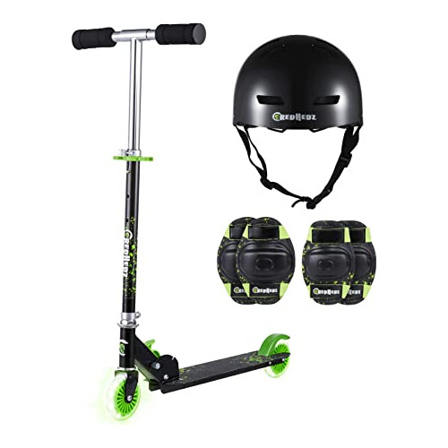 Patinete Con Casco Para Niños, Ruedas Con Luces Y Freno