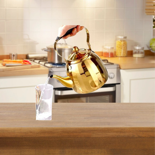 Chaleira Dourada Com Infusor 1,5l Indução Chaleira Bule