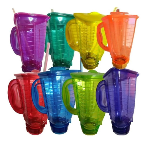 12 Vaso Licuadora Chelas Surtidos Colores Neón Licuachelas