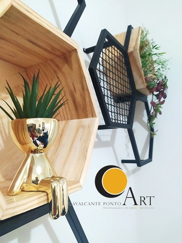 Nicho Decoração Ferro Suporte Planta De Parede Colméia 3pçs