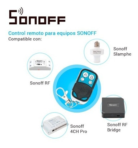 Control Remoto Rf Sonoff 4 Botones Tapa Deslizable 20 Metros